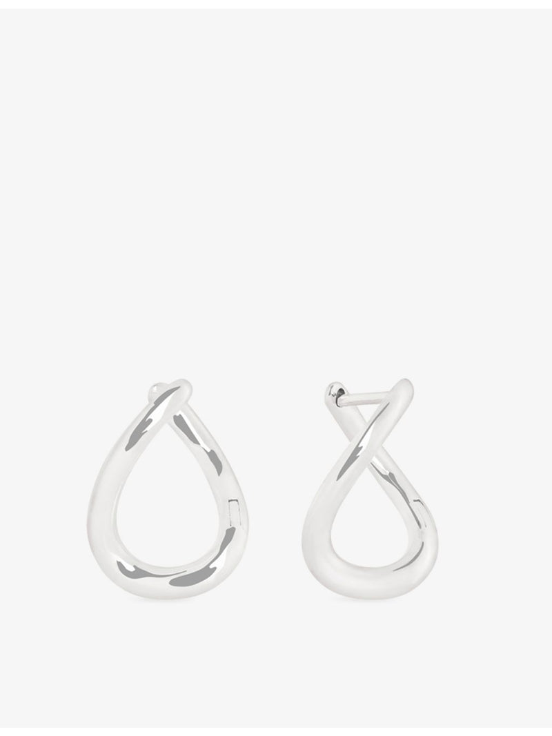 Astrid & Miyu 14ct white-gold molten hoop earrings (British brand)