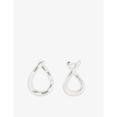 selfridges Astrid & Miyu Molten 14ct White-Gold Hoop Earrings- Buy online at McGrocer