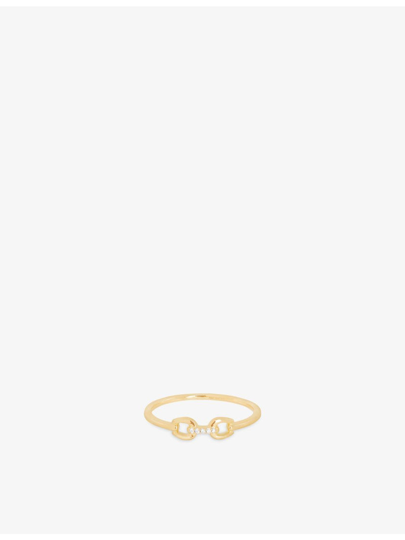 Astrid & Miyu 14ct yellow-gold pavé diamond ring, imported from the UK