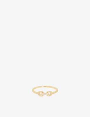 Astrid & Miyu Hardware 14ct Yellow Gold and Lab-Grown Pavé Diamond Ring