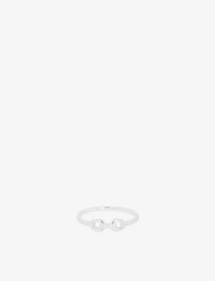 Astrid & Miyu Hardware 14ct White-Gold Lab-Grown Pavé Diamond Ring