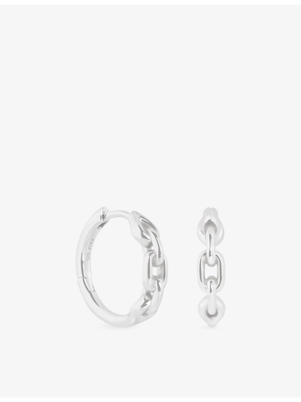 Astrid & Miyu rhodium-plated sterling silver hoop earrings (British brand)