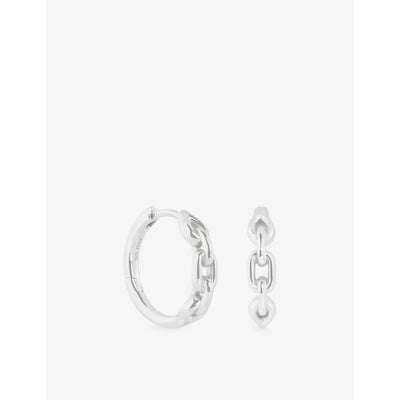 selfridges Astrid & Miyu Link Hardware Rhodium-Plated Sterling-Silver Hoop Earrings- Buy online at McGrocer
