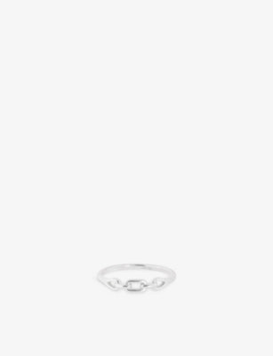 Astrid & Miyu Link Hardware Rhodium-Plated Sterling-Silver Ring