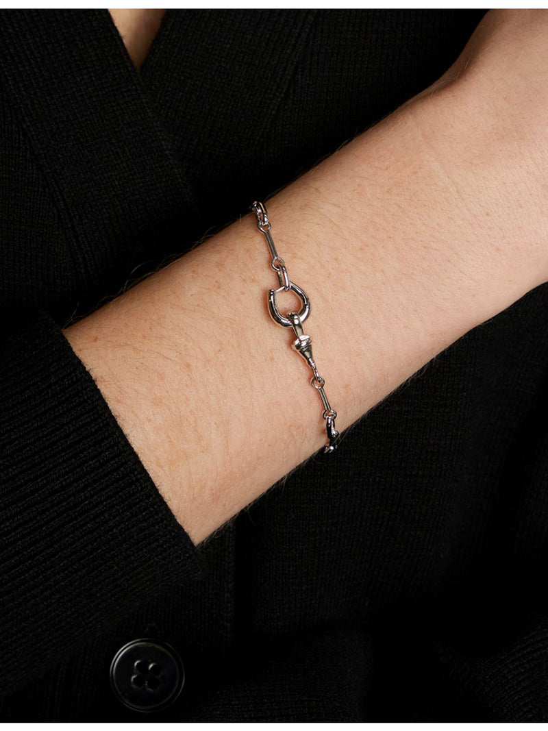 Astrid & Miyu rhodium-plated brass chain bracelet adjustable - British product