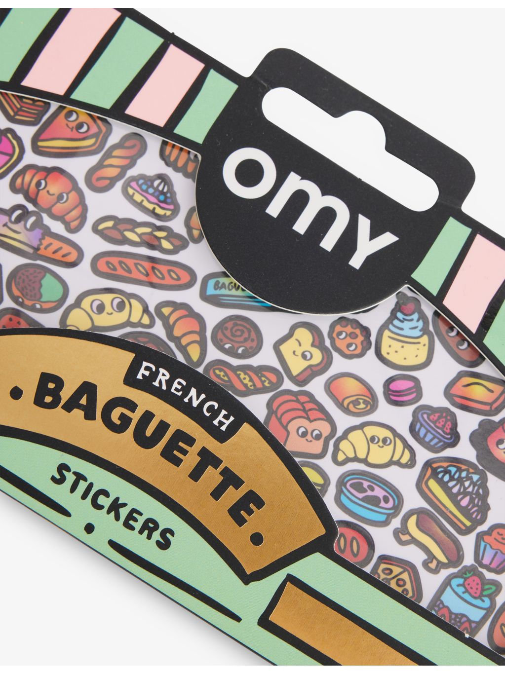 OMY French Baguette sticker sheet with holographic designs - British product