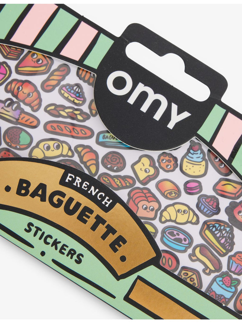 OMY French Baguette sticker sheet with holographic designs - British product