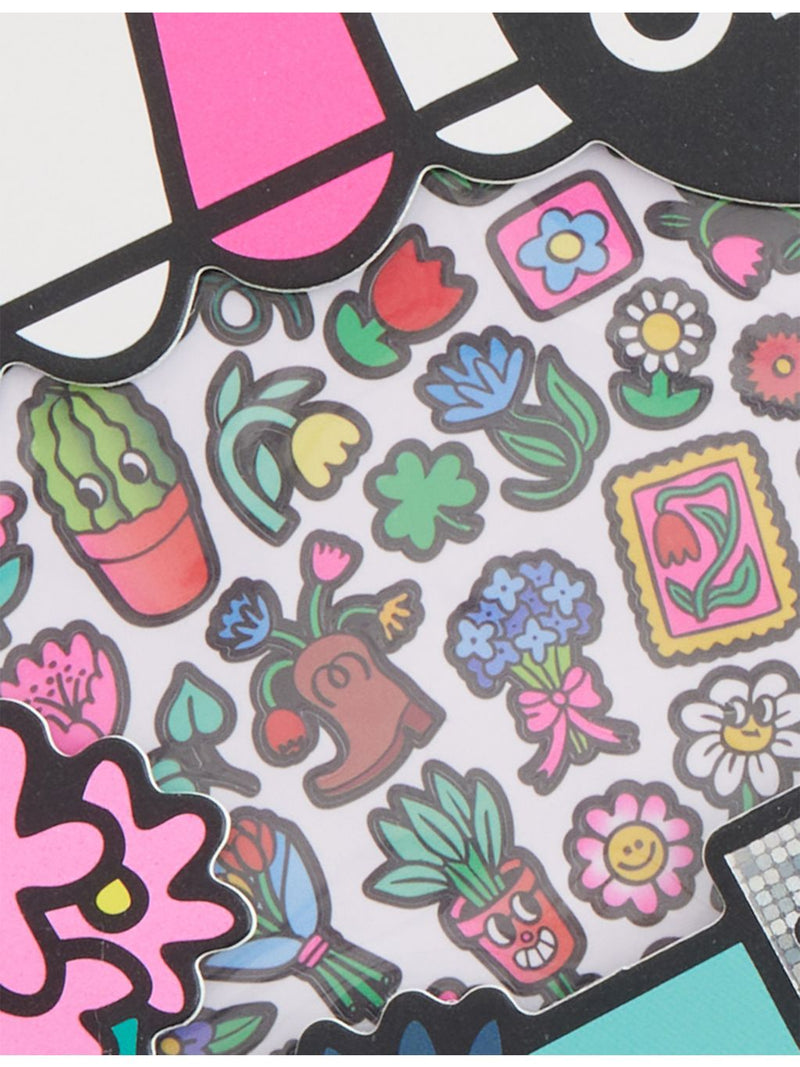 OMY flower sticker sheet with 100 vinyl stickers, imported from the UK