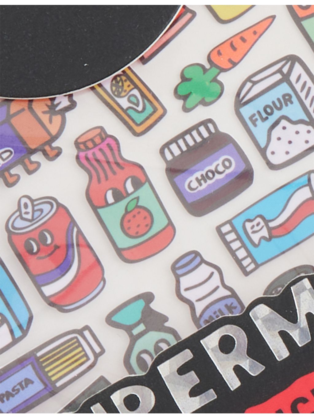 OMY supermarket sticker sheet with assorted stickers, UK version