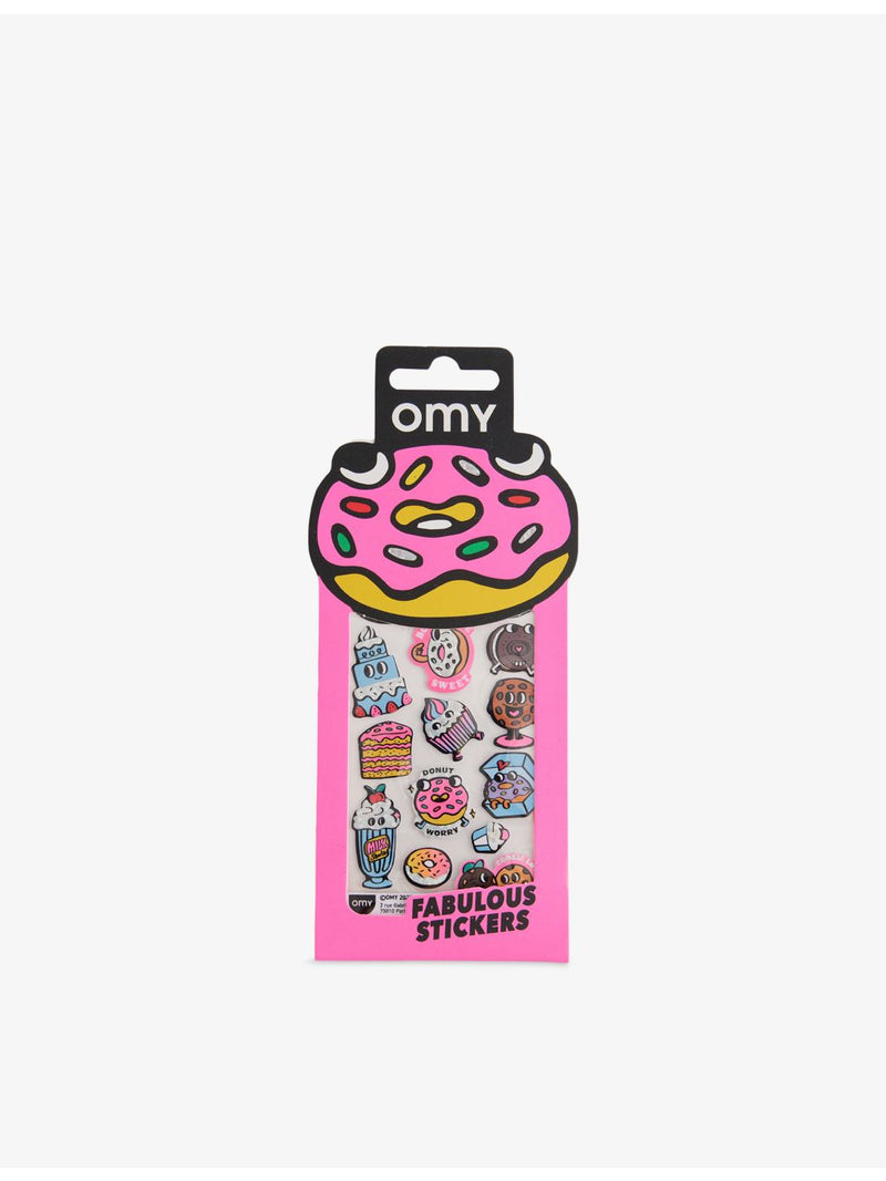OMY doughnut sticker sheet with 18 holographic stickers - British product