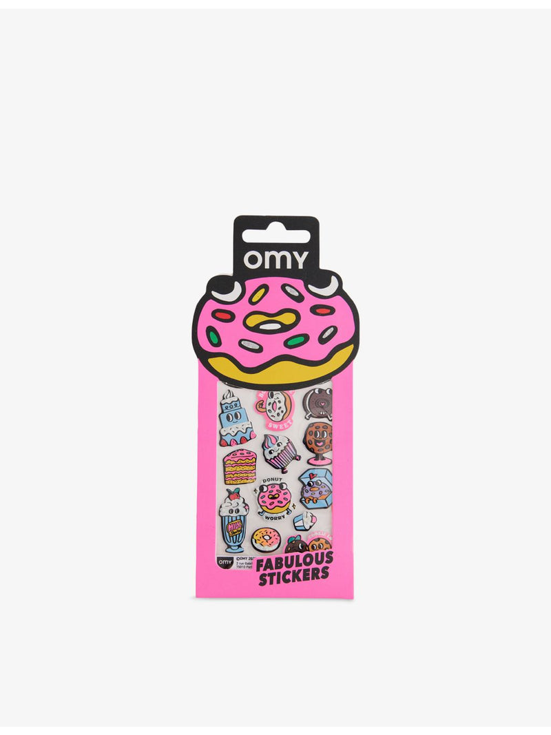 OMY doughnut sticker sheet with 18 holographic stickers - British product