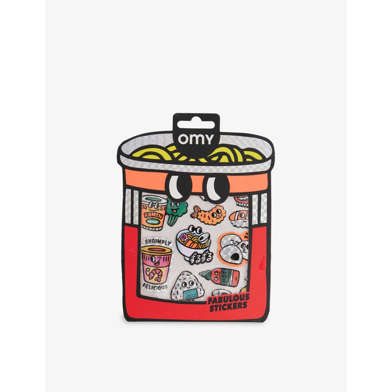 OMY Big Noodle sticker sheet with 12 holographic stickers - British product