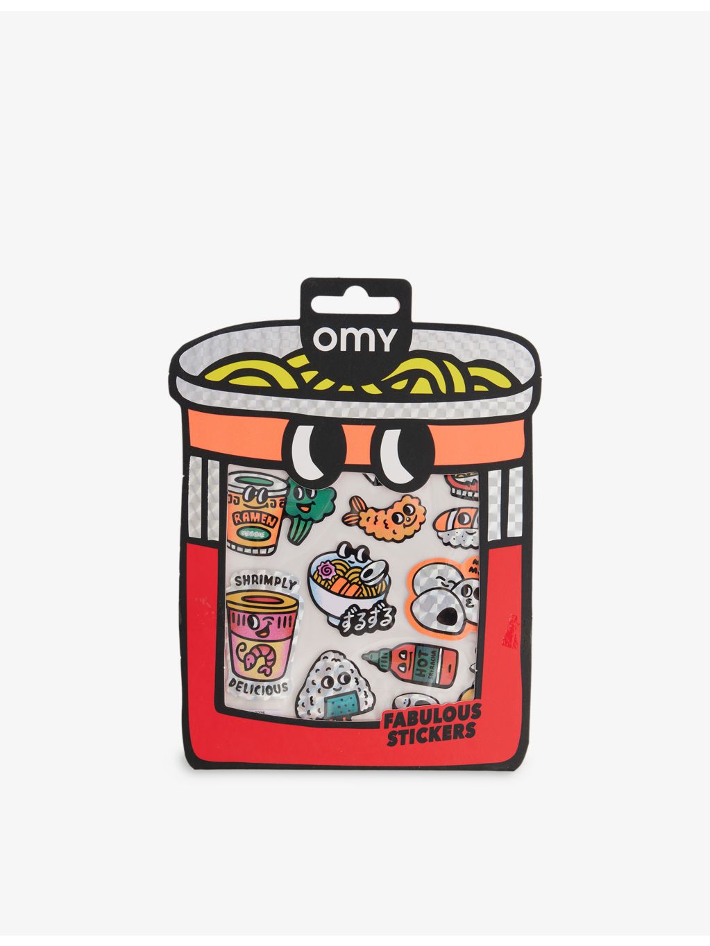 OMY Big Noodle sticker sheet with 12 holographic stickers - British product