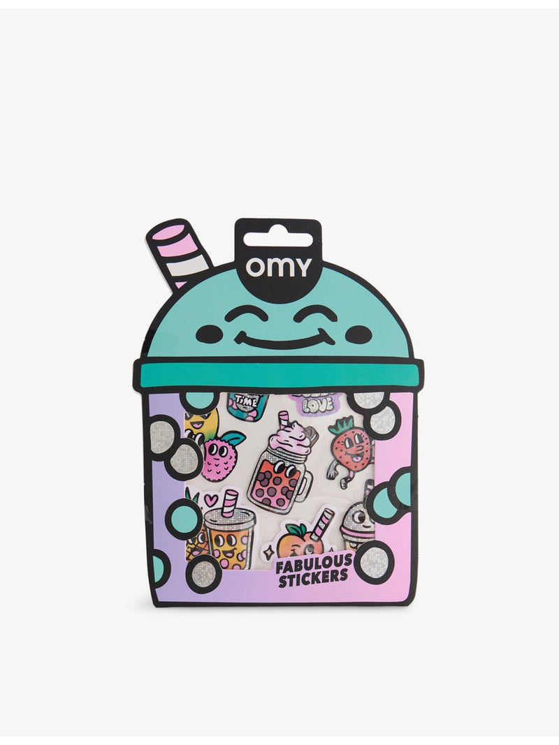 OMY bubble tea holographic sticker sheet, imported from the UK