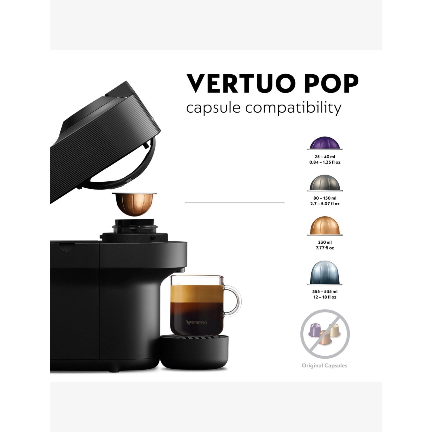 Nespresso Vertuo Pop coffee machine 25cm, UK version