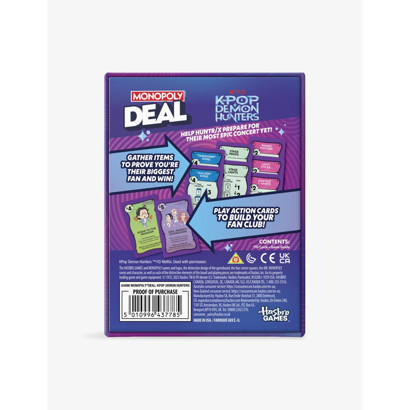 Hasbro Monopoly Deal Kpop Demon Hunters board game, UK version