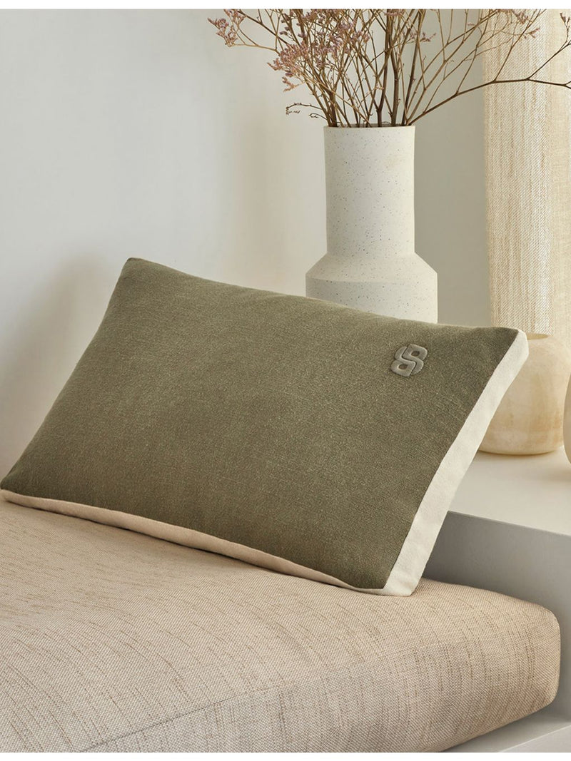 BOSS linen cushion cover with logo embroidery 55cm x 31cm (British brand)