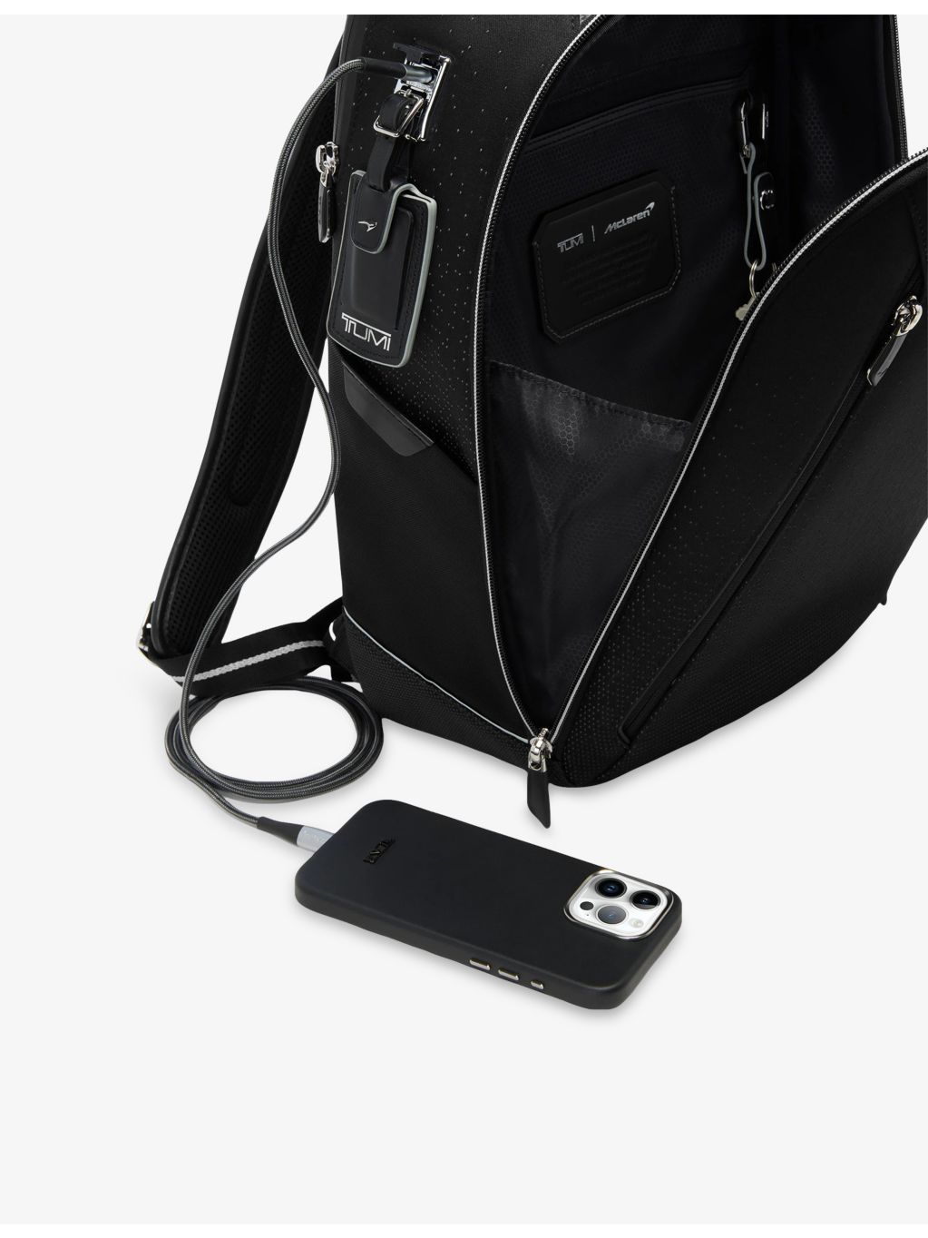TUMI x McLaren Velocity Shell backpack in nylon (British brand)
