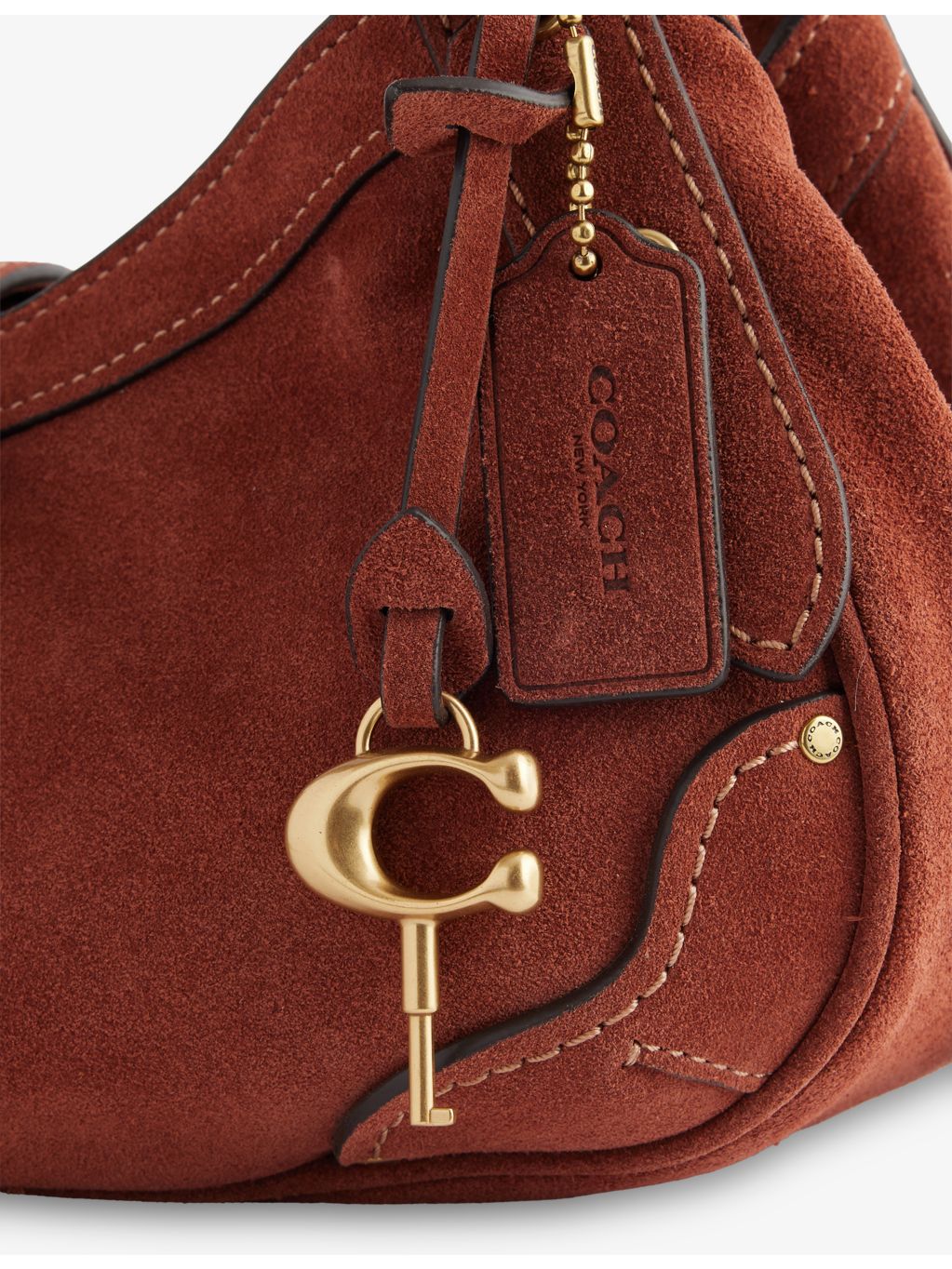 Coach Drifter 31 suede shoulder bag with gold hardware, UK version