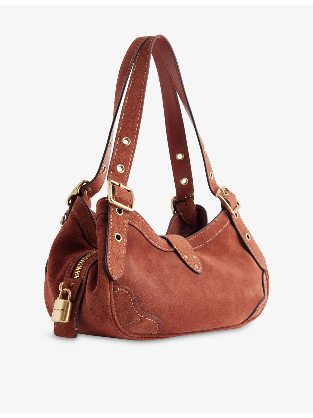 Coach Drifter 31 suede shoulder bag with gold hardware, UK version