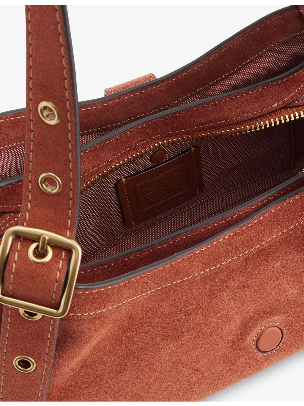 Coach Drifter 31 suede shoulder bag with gold hardware, UK version