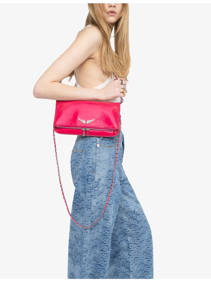 Zadig&Voltaire Rock leather clutch bag with woven chain strap (British brand)