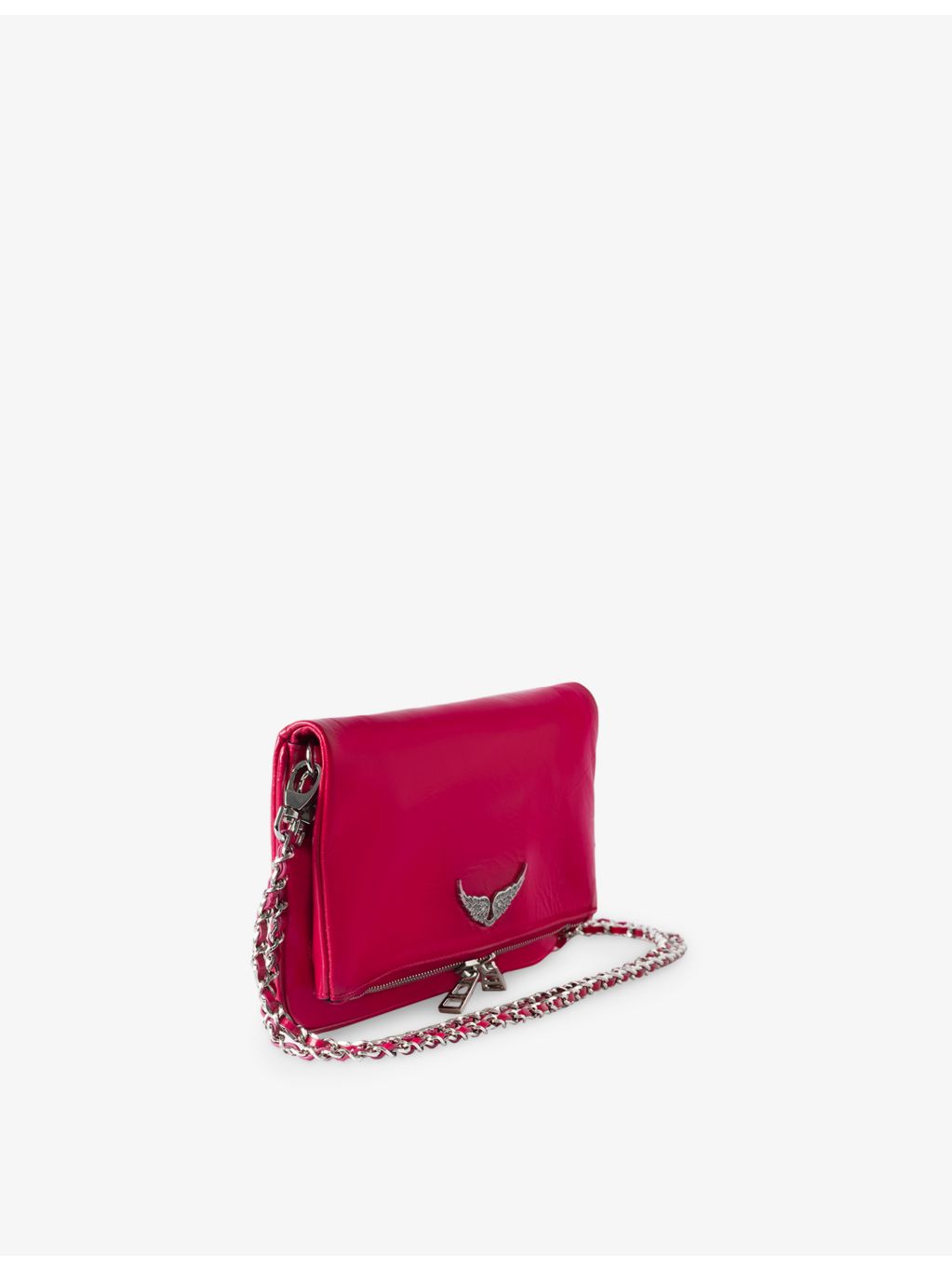 Zadig&Voltaire Rock leather clutch bag with woven chain strap (British brand)