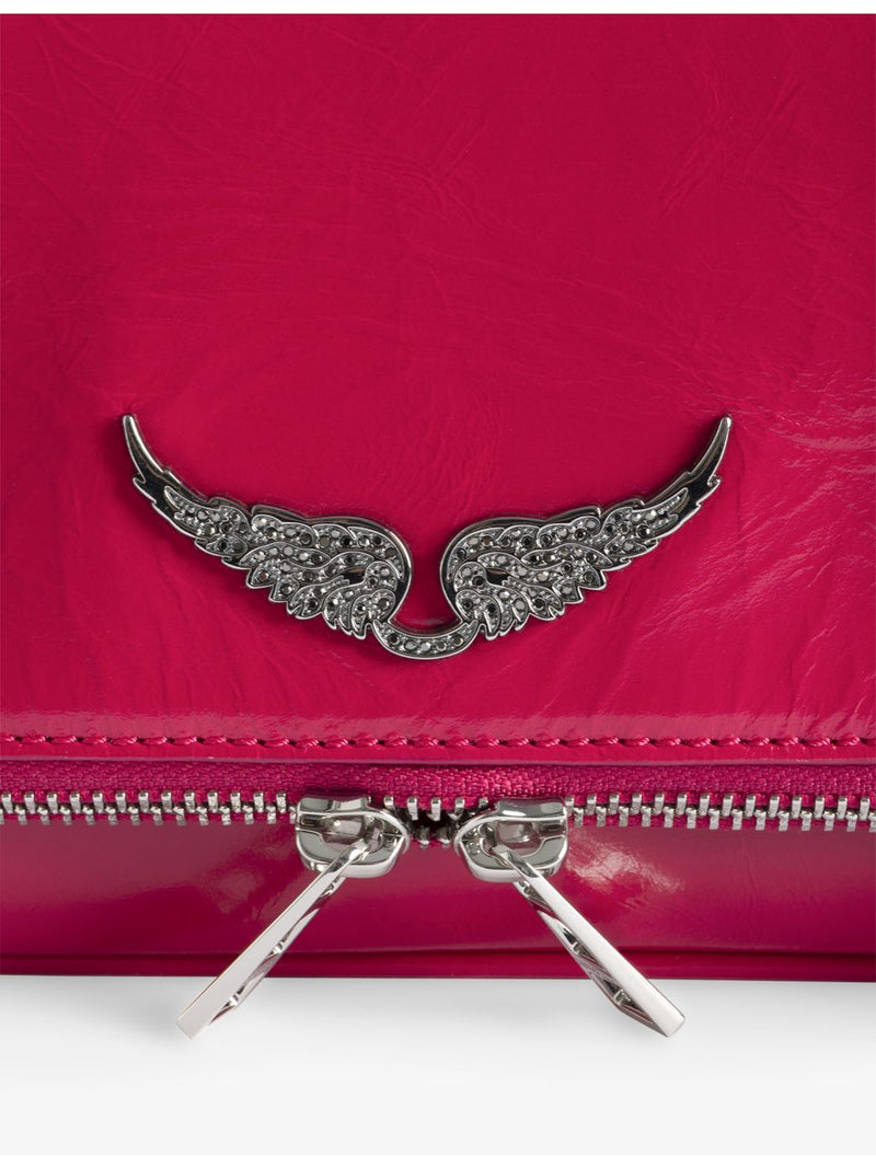 Zadig&Voltaire Rock leather clutch bag with woven chain strap (British brand)