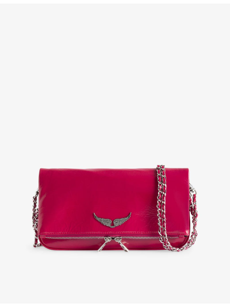 Zadig&Voltaire Rock leather clutch bag with woven chain strap (British brand)