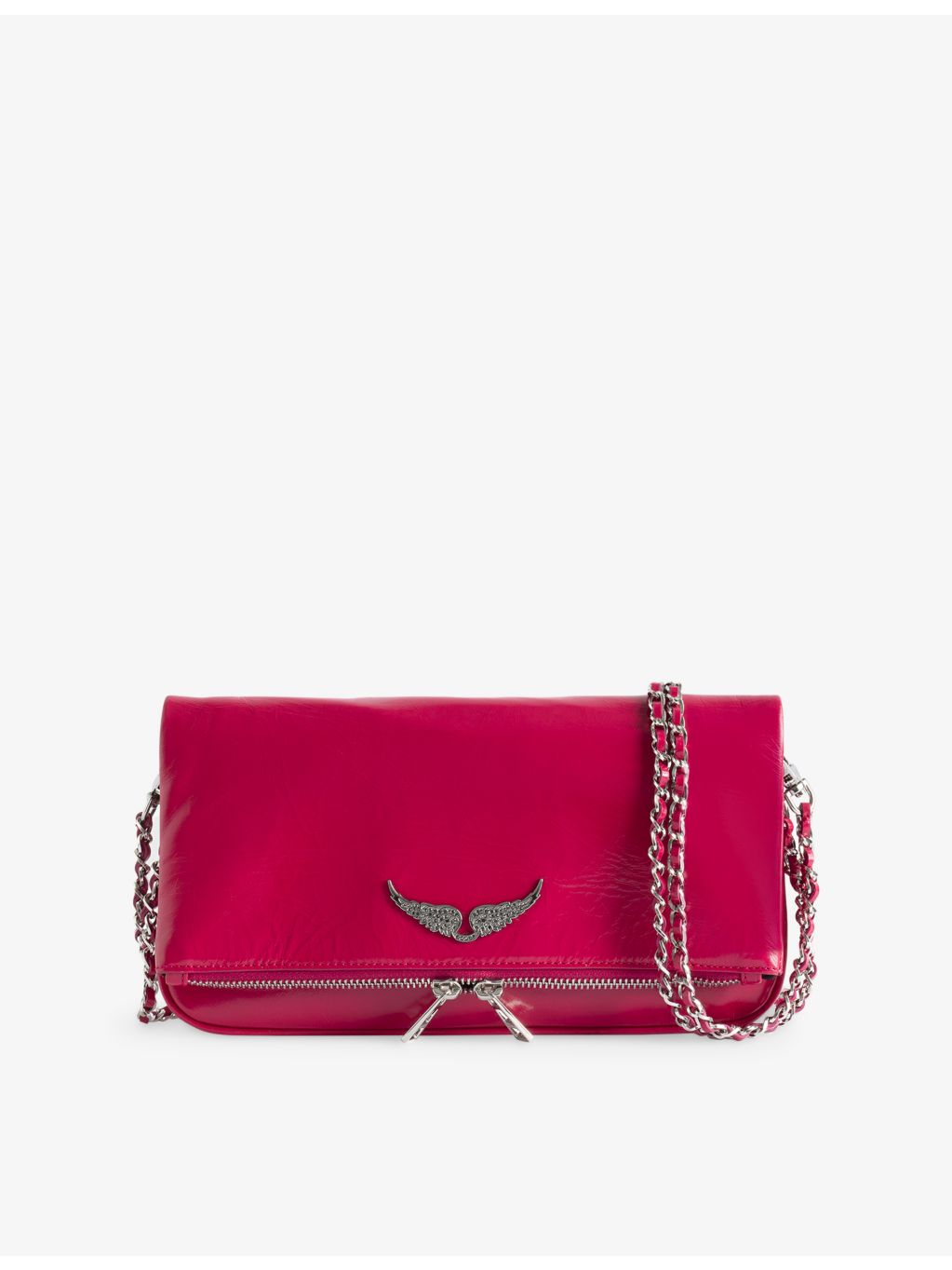 Zadig&Voltaire Rock leather clutch bag with woven chain strap (British brand)