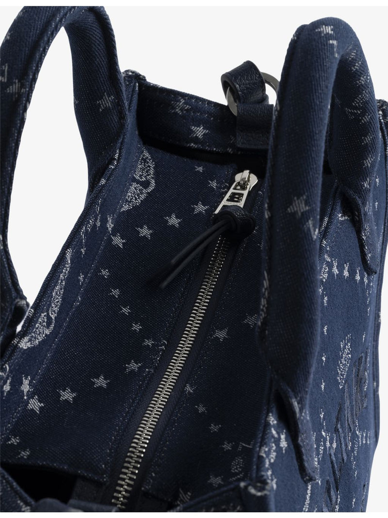 Zadig&Voltaire denim tote bag with monogram pattern, UK version