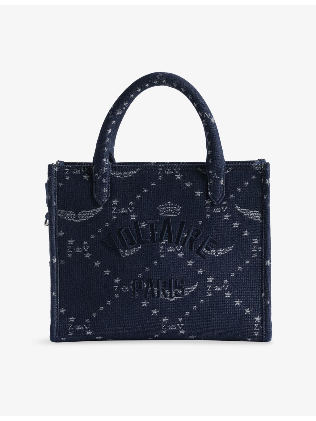Zadig&Voltaire denim tote bag with monogram pattern, UK version