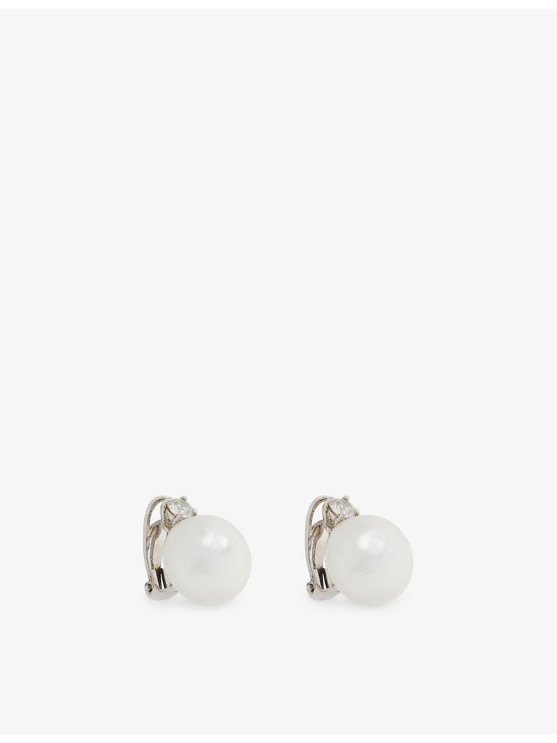 Jennifer Gibson pearl metal clip-on earrings, pre-loved vintage (British brand)
