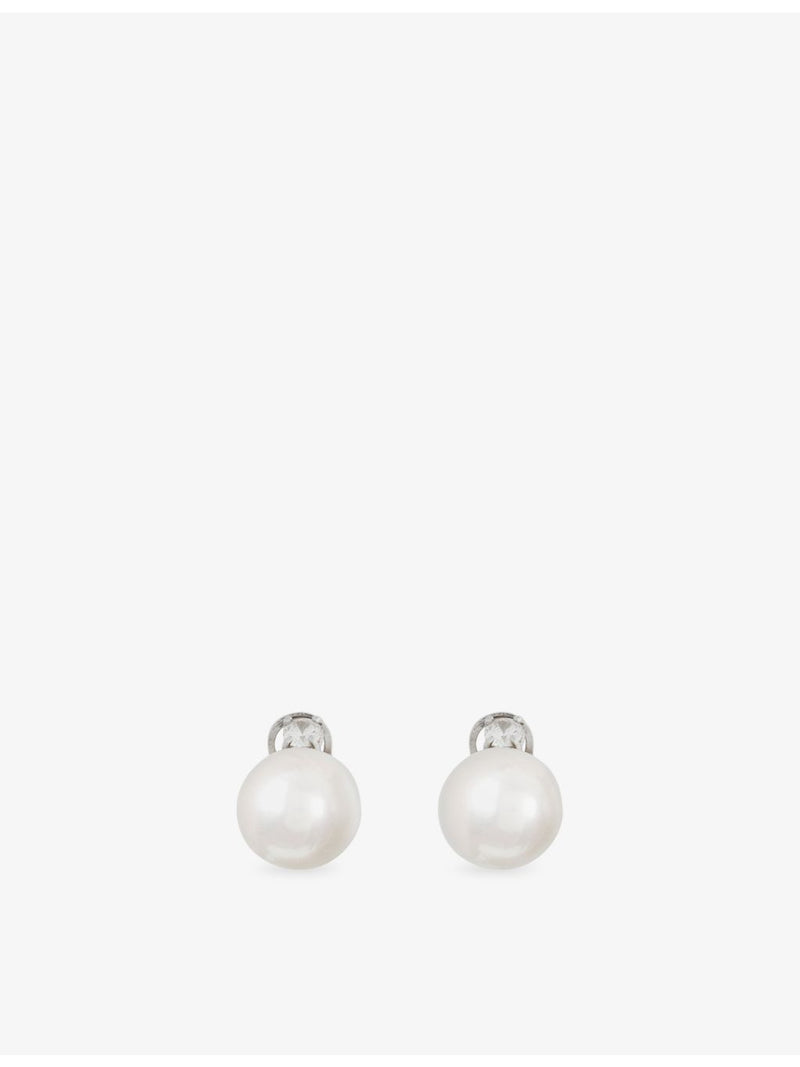 Jennifer Gibson pearl metal clip-on earrings, pre-loved vintage (British brand)