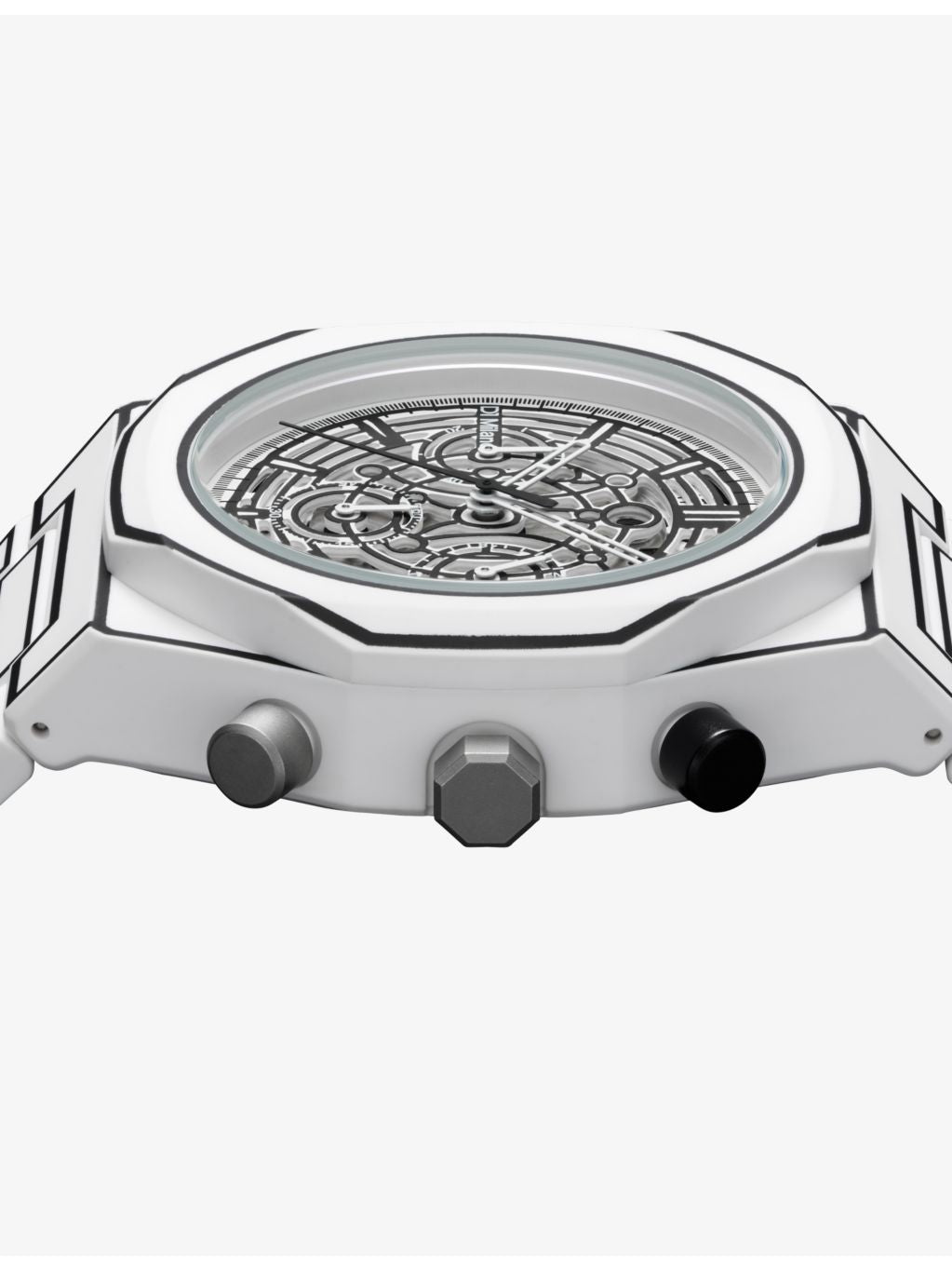 D1 Milano Polychrono white sketch polycarbonate watch 40.5mm (British brand)