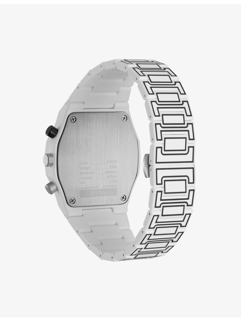 D1 Milano Polychrono white sketch polycarbonate watch 40.5mm (British brand)