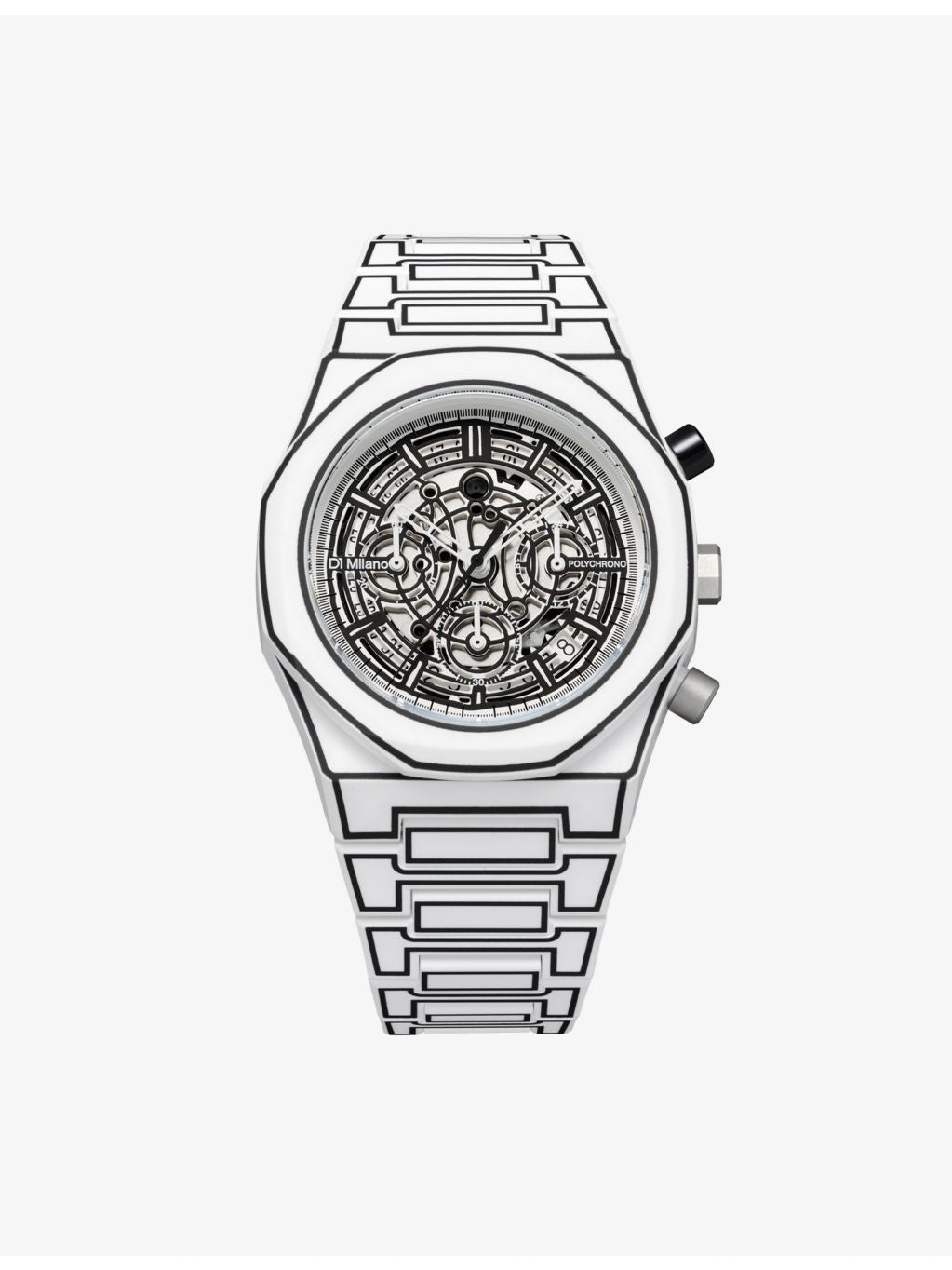 D1 Milano Polychrono white sketch polycarbonate watch 40.5mm (British brand)