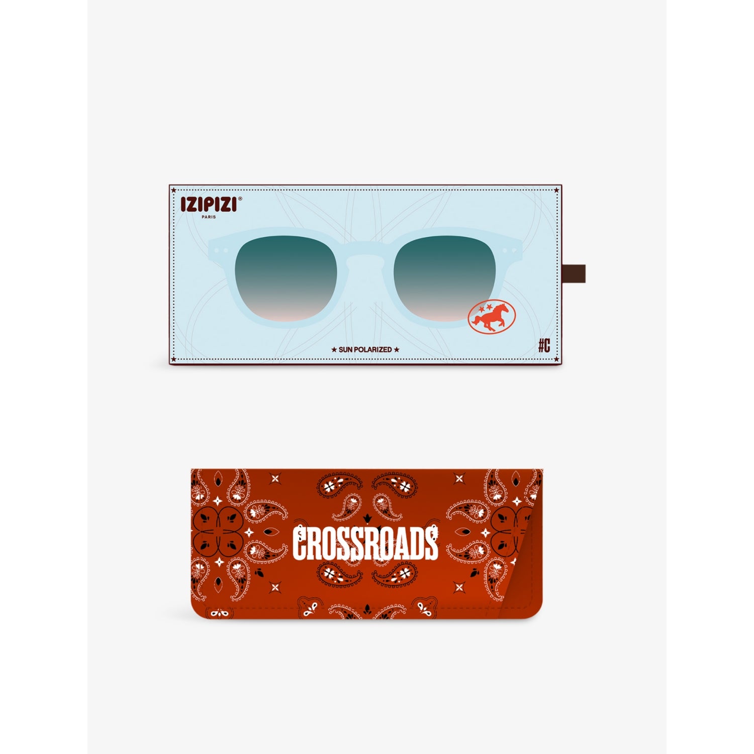 IZIPIZI square acetate sunglasses in turquoise stone - British product