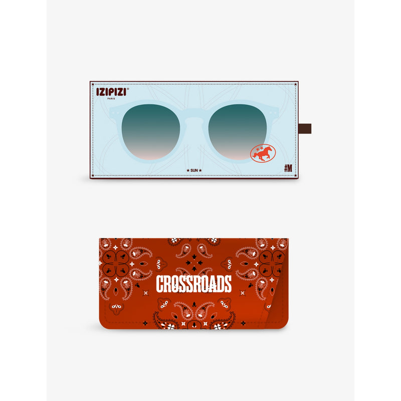 IZIPIZI turquoise stone round-frame acetate sunglasses (British brand)