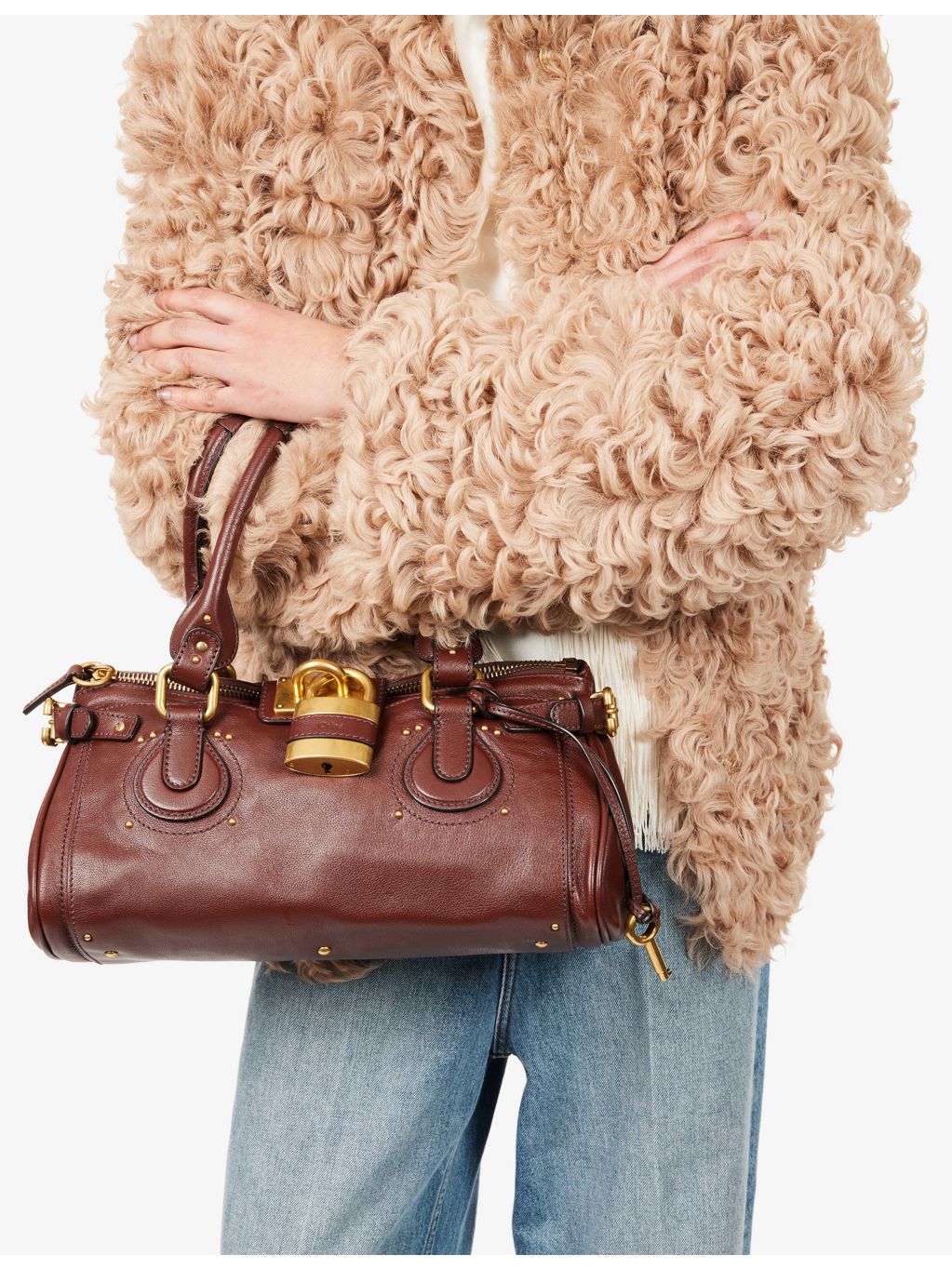 Chloe Paddington leather tote bag with stud charms, imported from the UK