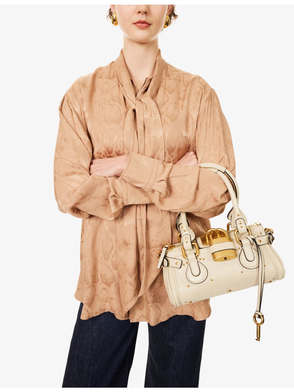Chloé small leather top-handle bag with padlock charm, UK version