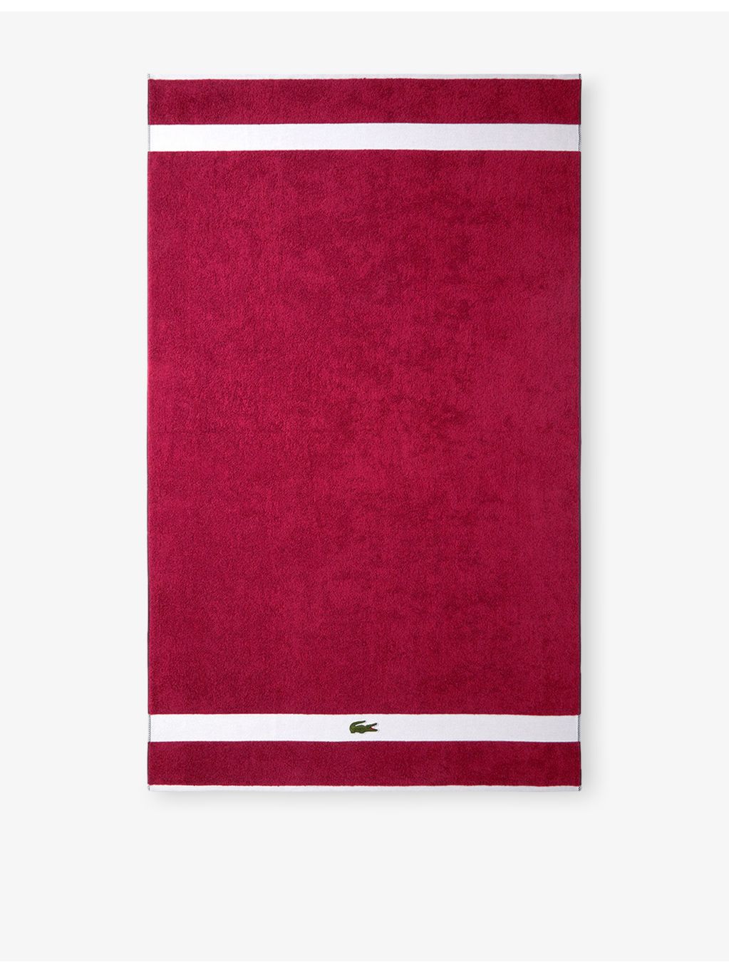 Lacoste cotton towel with woven stripe and crocodile logo - British product