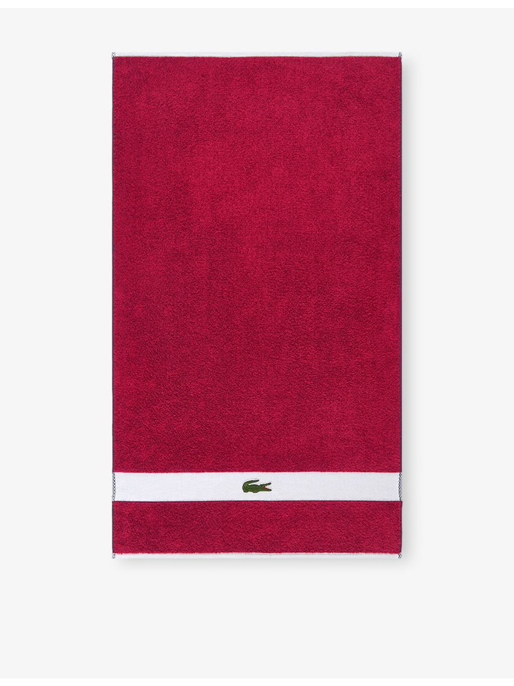 Lacoste cotton towel with woven stripe and crocodile logo - British product