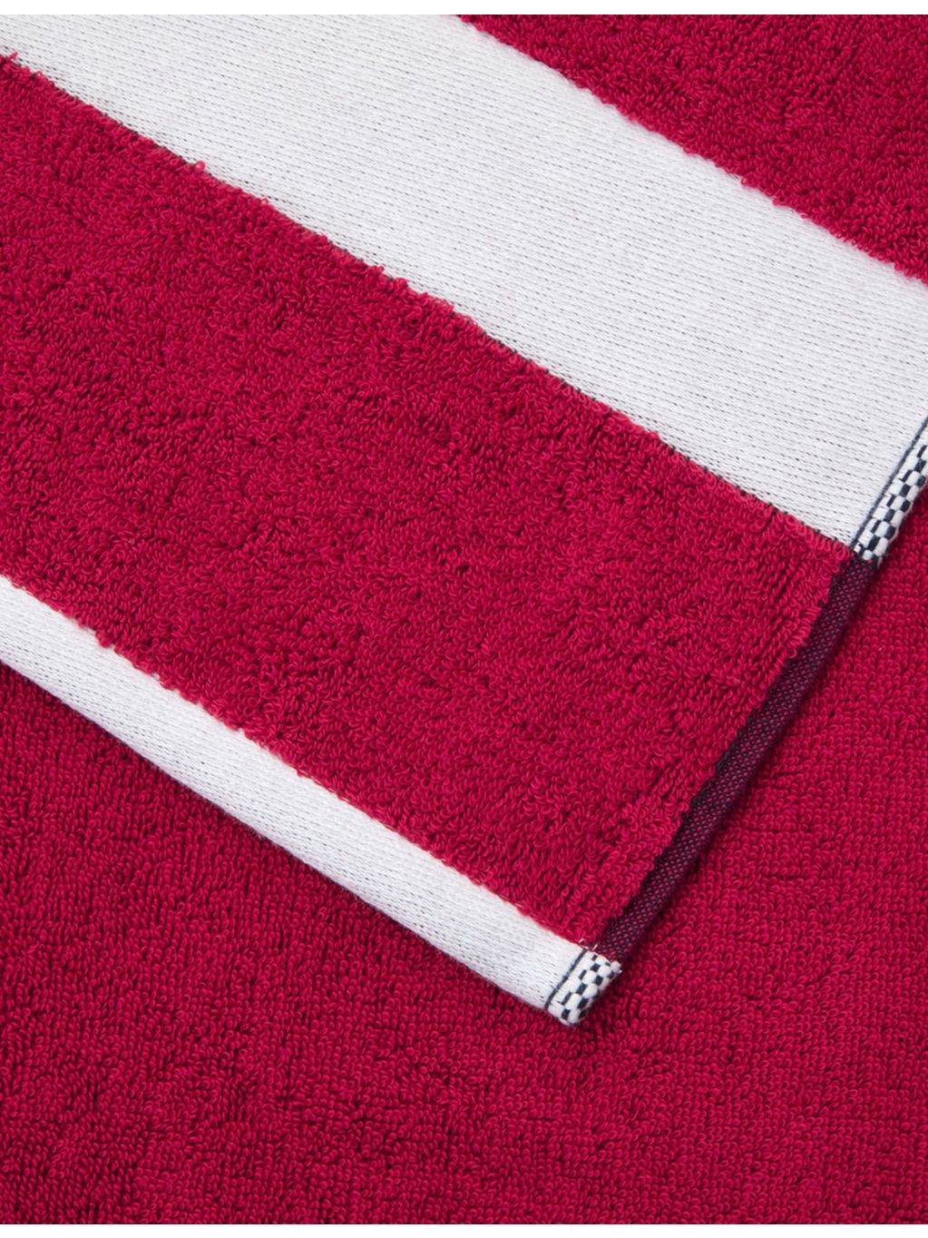 Lacoste cotton towel with woven stripe and crocodile logo - British product
