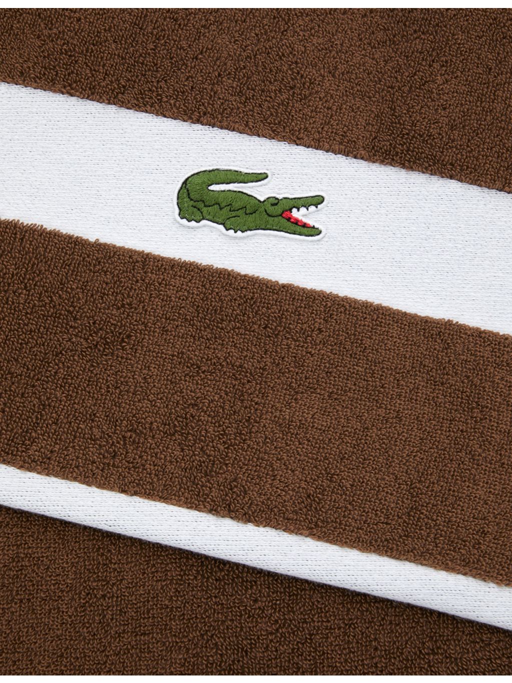 Lacoste cotton towel with woven stripe and crocodile logo - British product