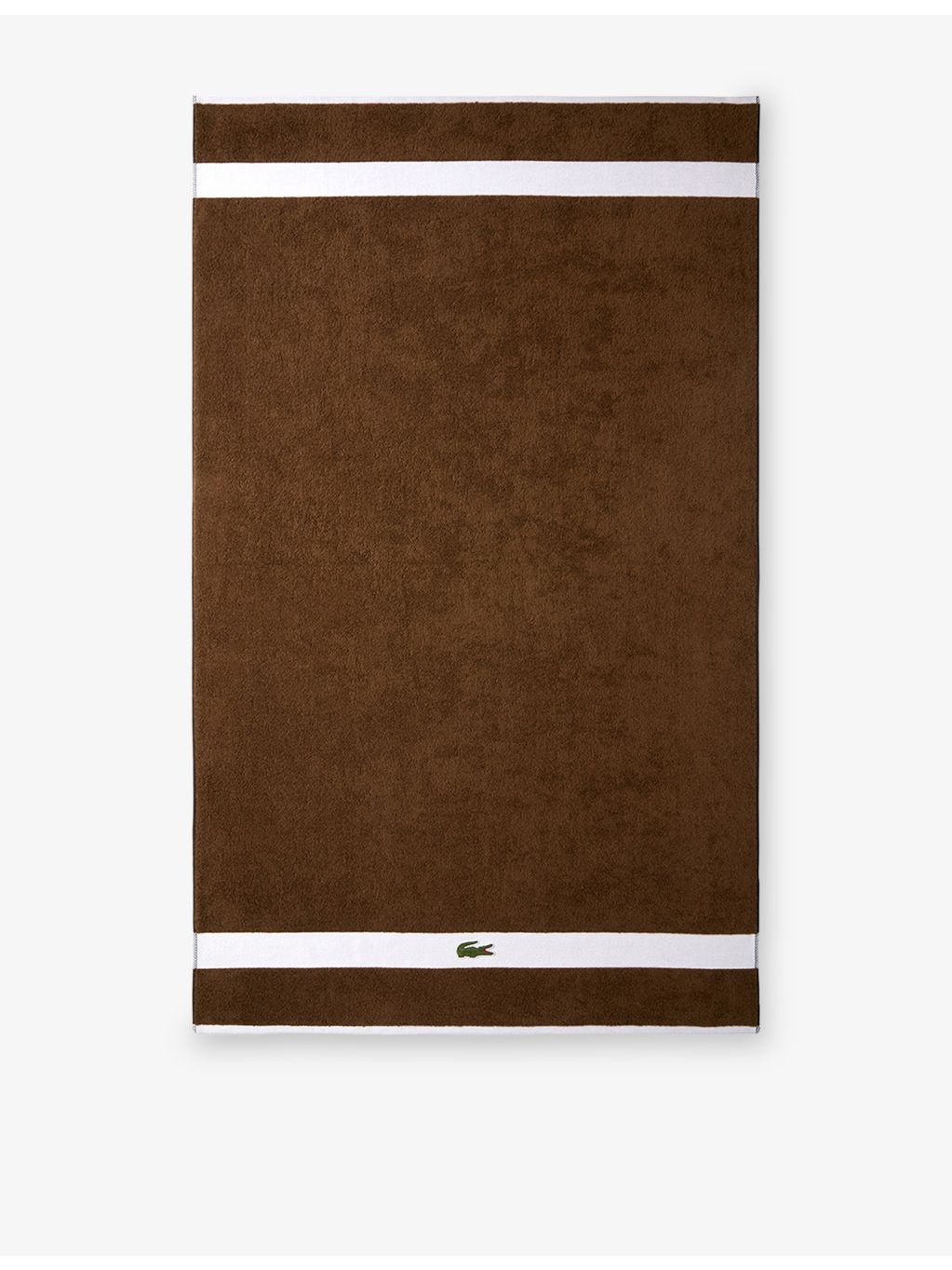 Lacoste cotton towel with woven stripe and crocodile logo - British product