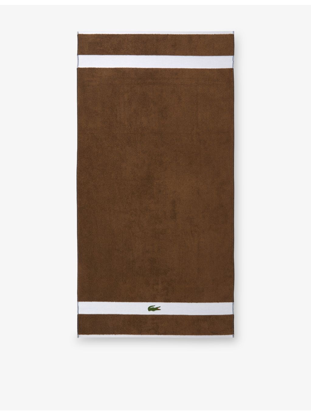Lacoste cotton towel with woven stripe and crocodile logo - British product