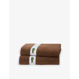 Lacoste cotton towel with woven stripe and crocodile logo - British product