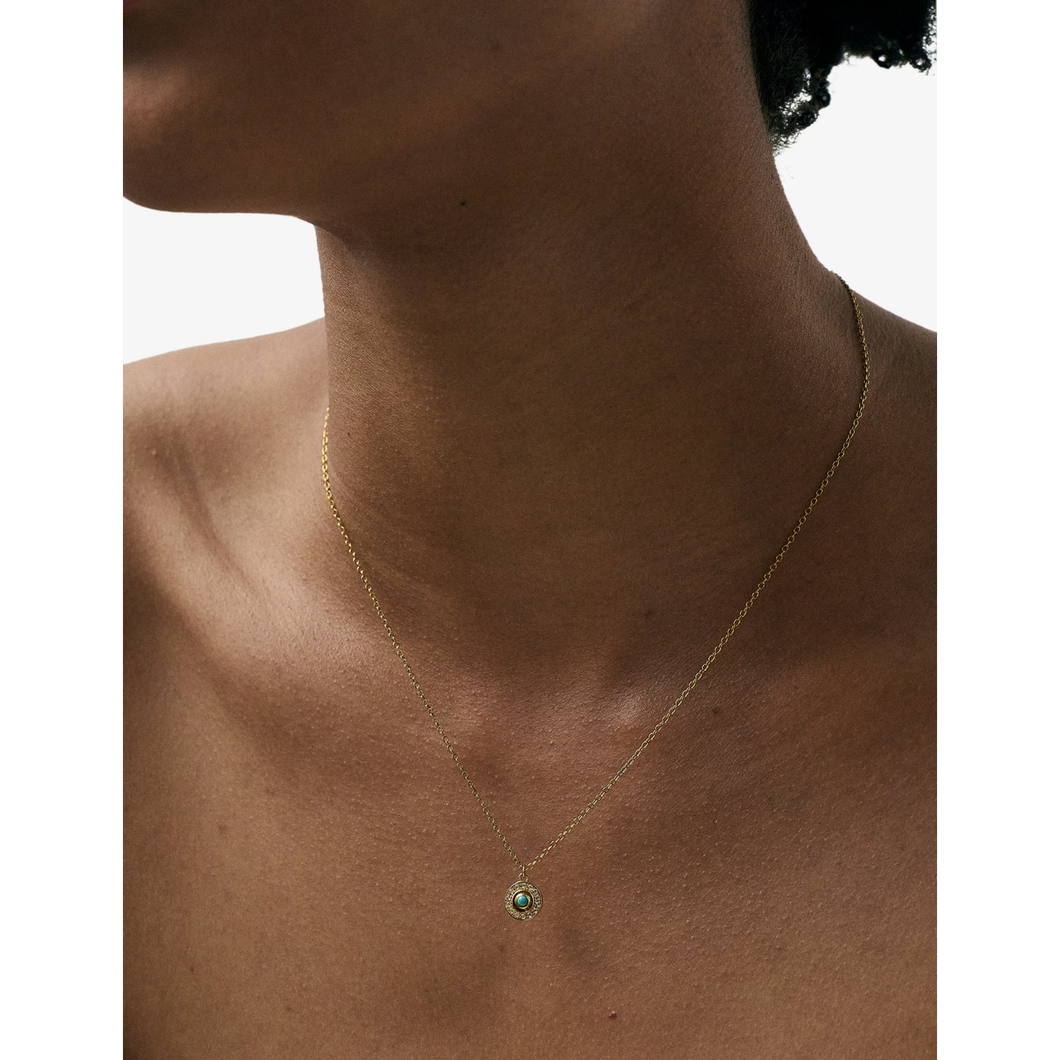Astley Clarke 18ct gold turquoise pendant necklace, imported from the UK