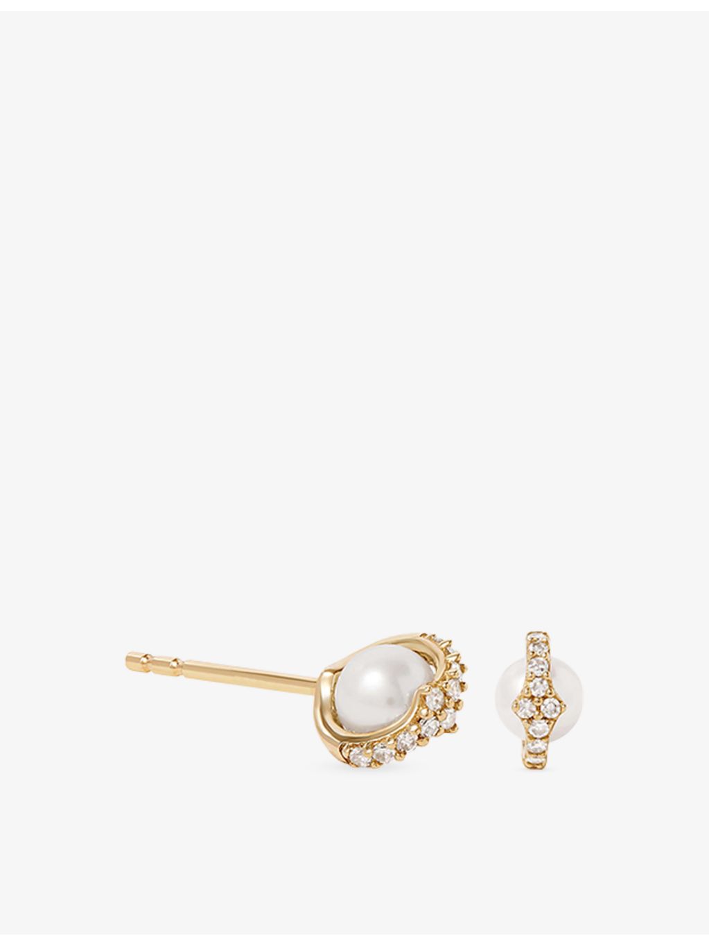 Astley Clarke Luna Mini 14ct yellow-gold pearl stud earrings - British product